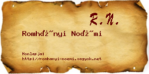 Romhányi Noémi névjegykártya